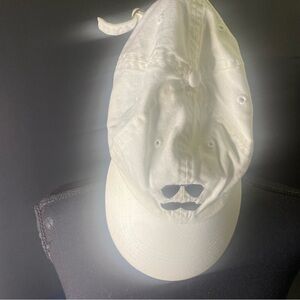 Chic White Cap with Mustache Detail